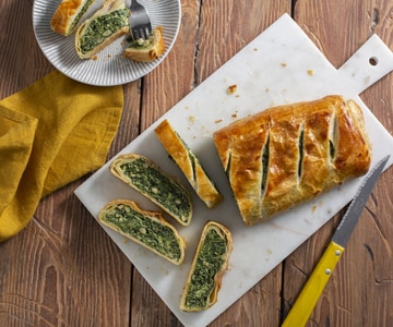 Strudel con requesón y espinacas