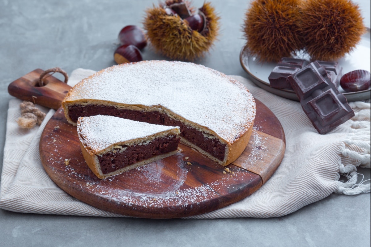 Tarta de castañas y chocolate