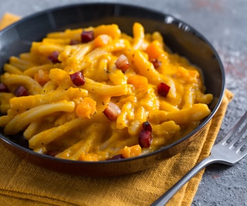 Pasta calabaza y speck