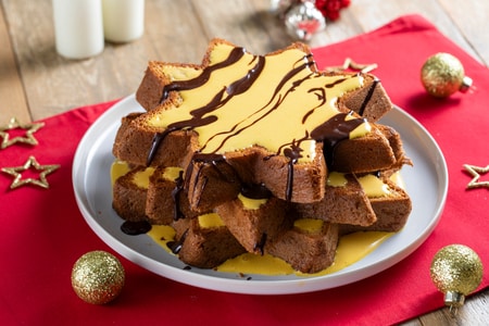 Estrellas de pandoro con crema de zabaione