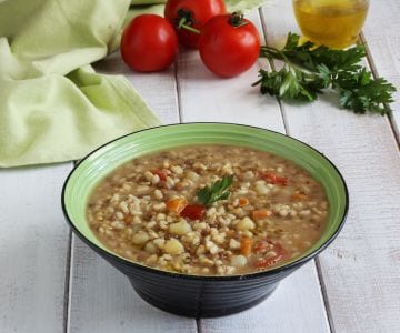 Sopa de 3 cereales, lentejas y patatas